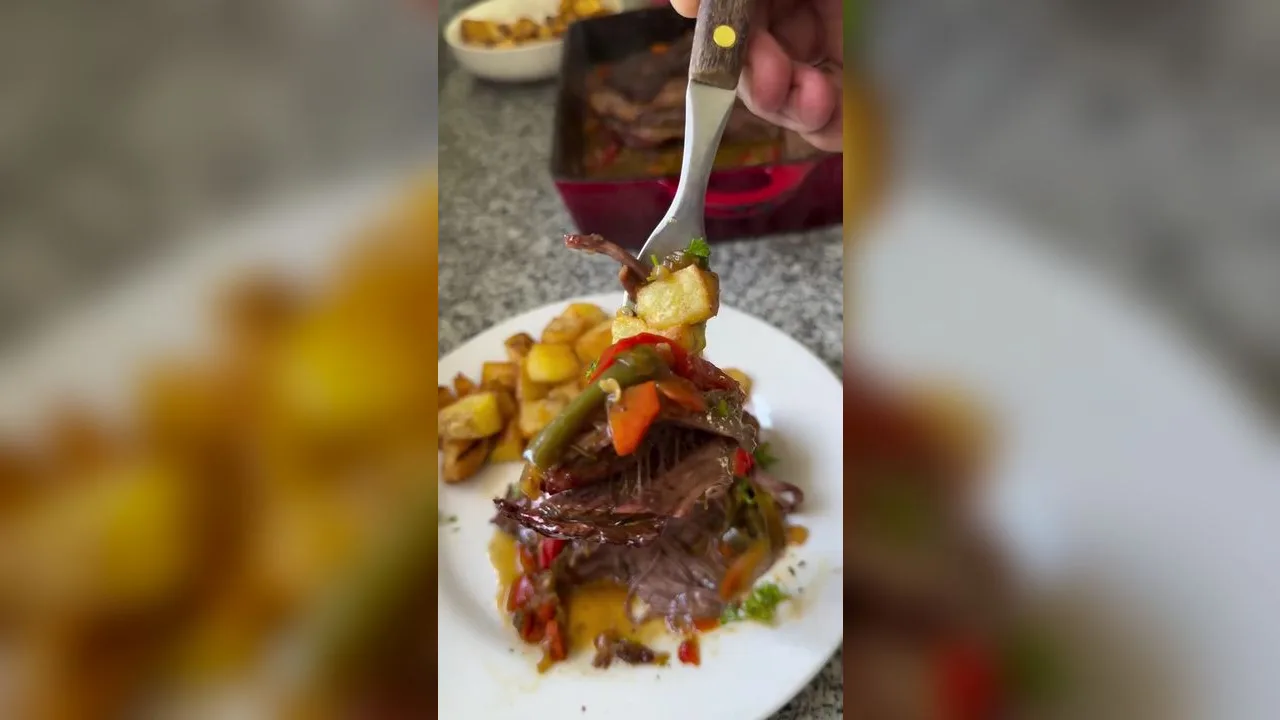 Flankstek (vacío) i vitt vin