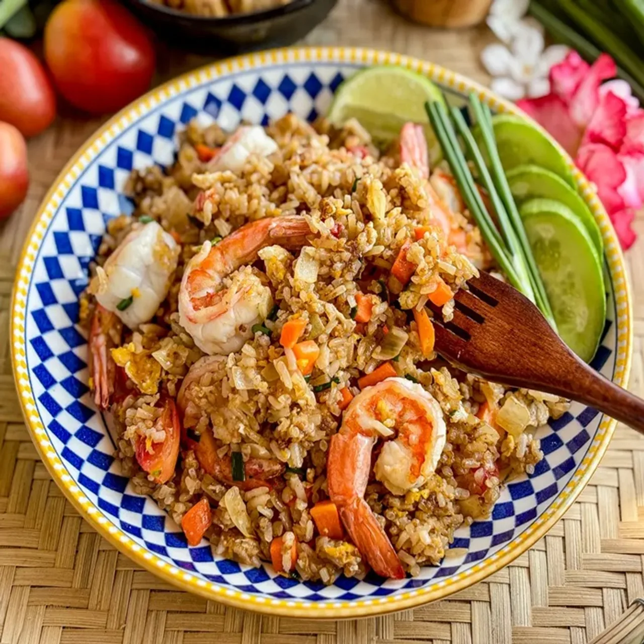 Thai fried rice with prawns & peas