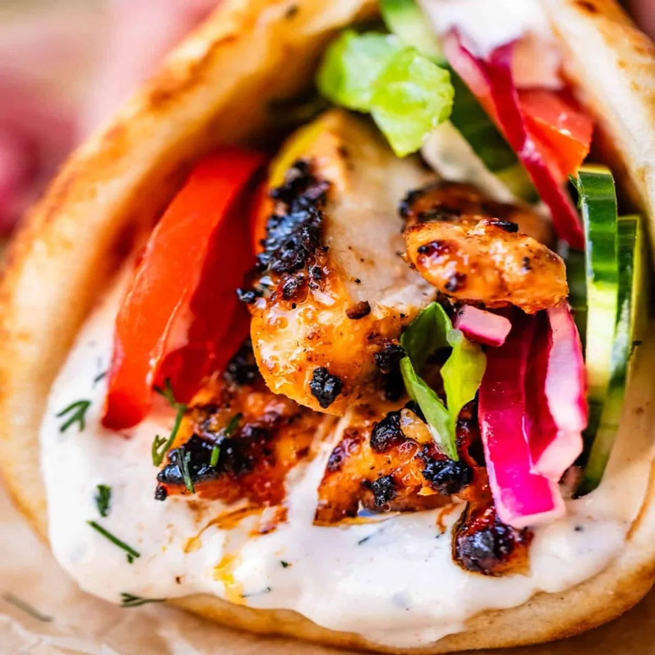 Chicken Shawarma with homemade garlic herb yoghurt sauce